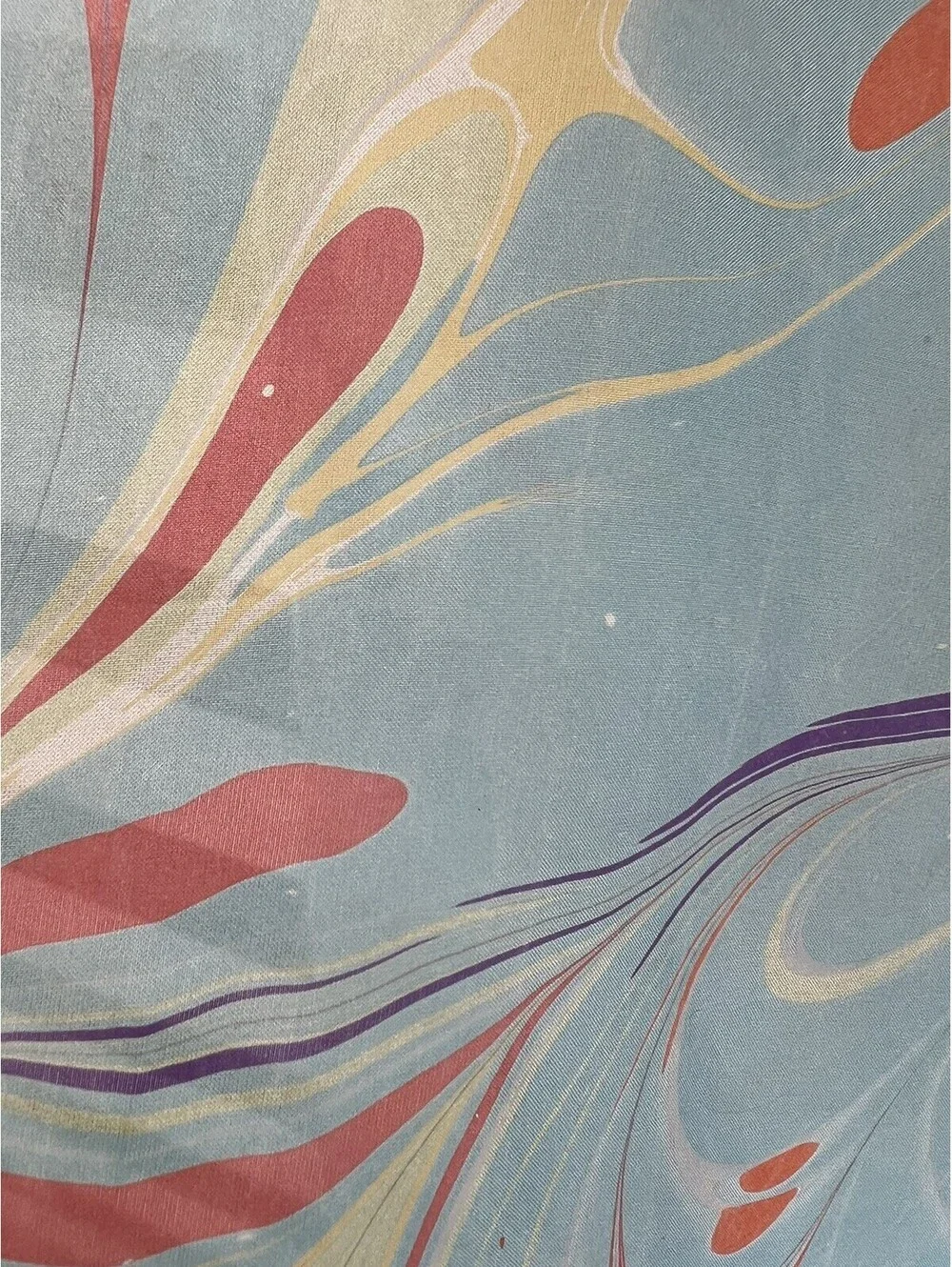 Women's Silk Rectangle Pastel Blue Orange Scarf Size 68”x14”